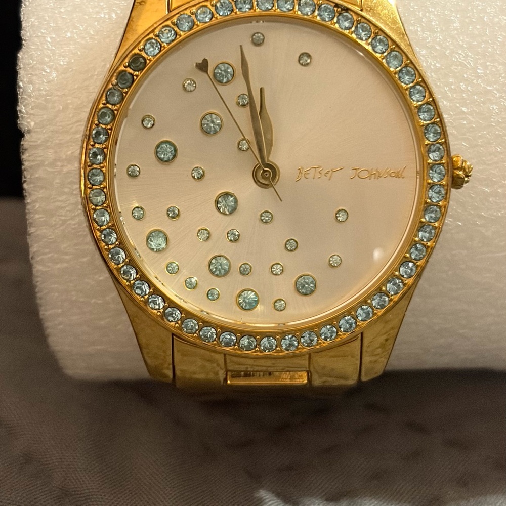 Betsey Johnson Gold Watch with Blue Accents